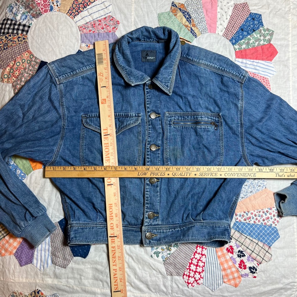 Lizwear Vintage 90s Denim Trucker Jacket Medium Wash‎ Cropped Bomber Womens M - Picture 2 of 5